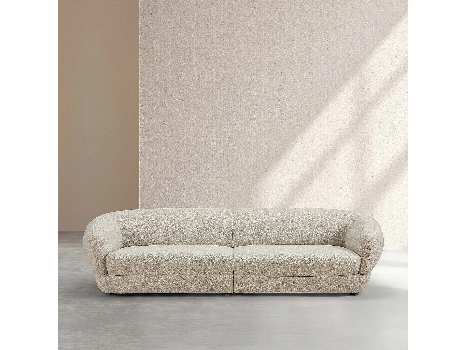 Habitat - Canapé 4 places en tissu bouclette courte - Beige - Teglio