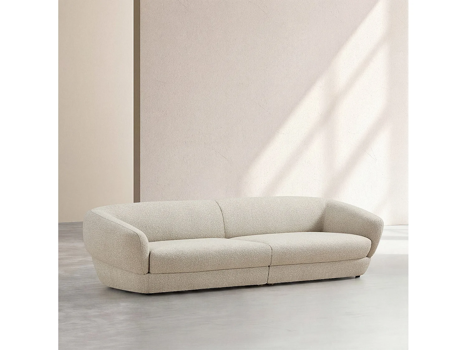 Habitat - Canapé 4 places en tissu bouclette courte - Beige - Teglio