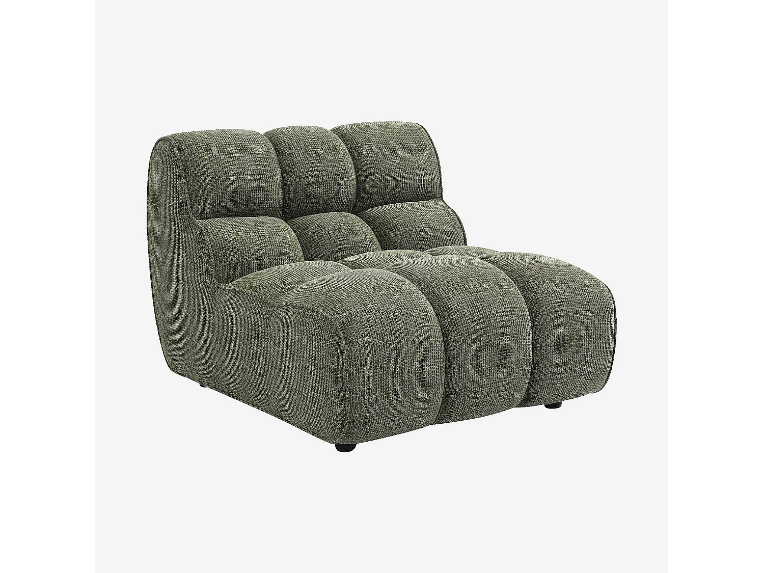 Habitat - Chauffeuse capitonnée en tissu texturé - Vert mousse - Elaia