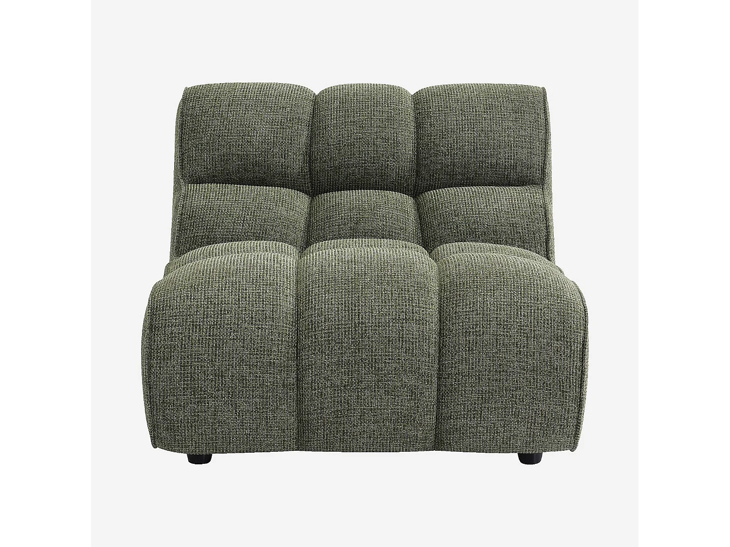 Habitat - Chauffeuse capitonnée en tissu texturé - Vert mousse - Elaia