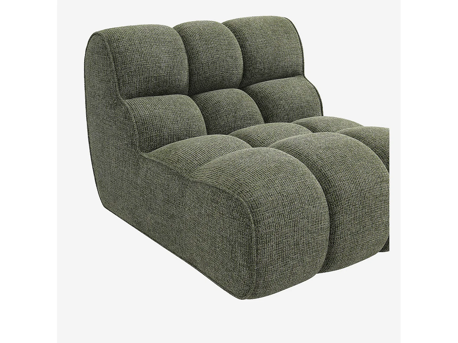 Habitat - Chauffeuse capitonnée en tissu texturé - Vert mousse - Elaia