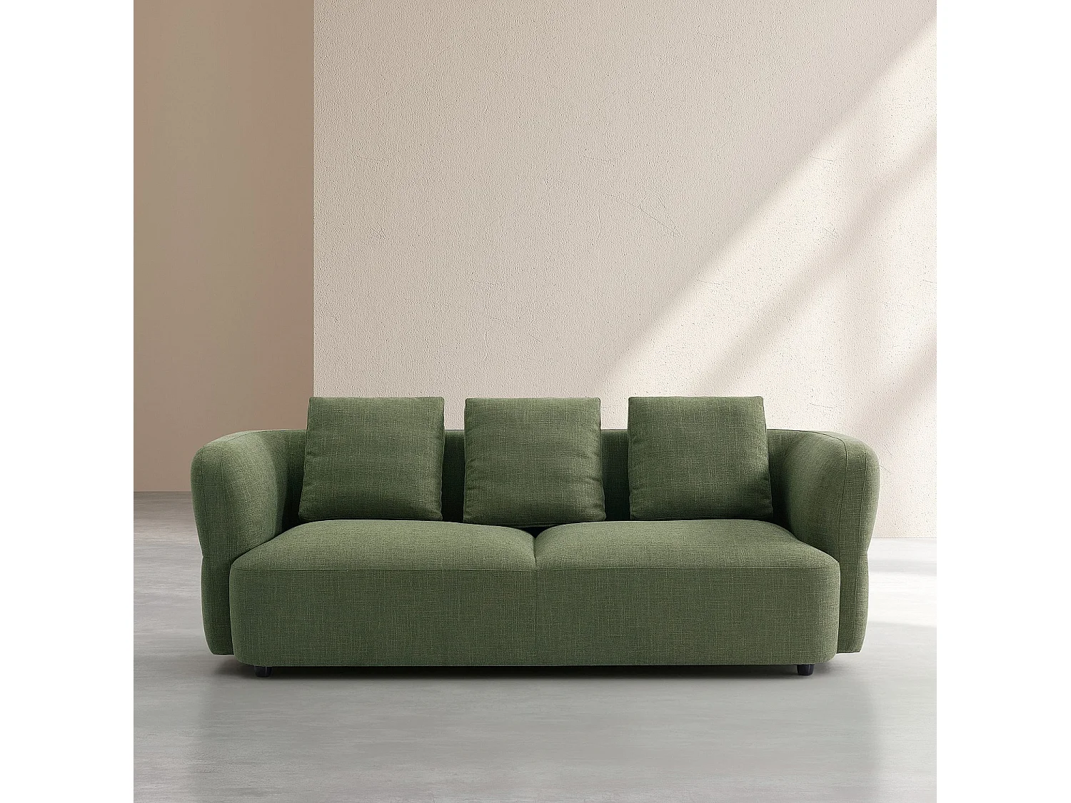 Habitat - Canapé 3 places en tissu texturé - Vert kaki - Masio