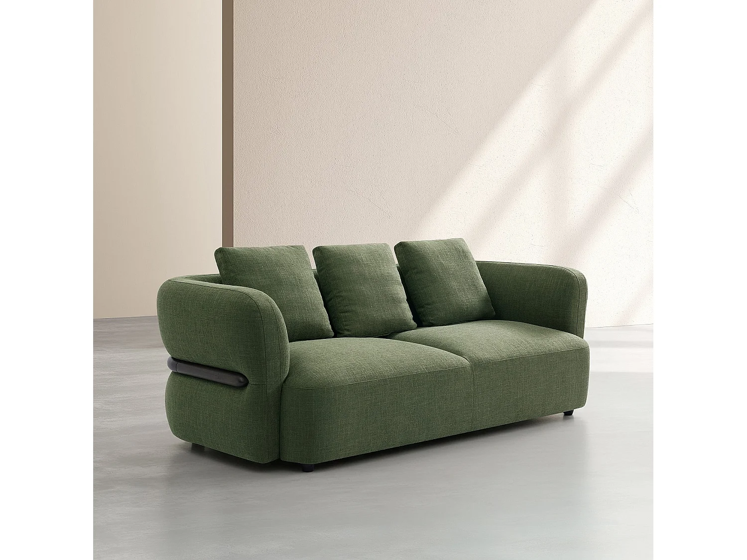 Habitat - Canapé 3 places en tissu texturé - Vert kaki - Masio