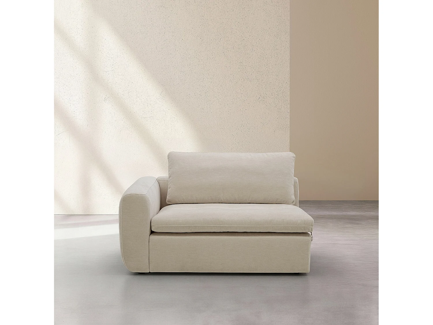 Habitat - Module d'angle gauche 2 places en tissu - Beige meringue - Ameria