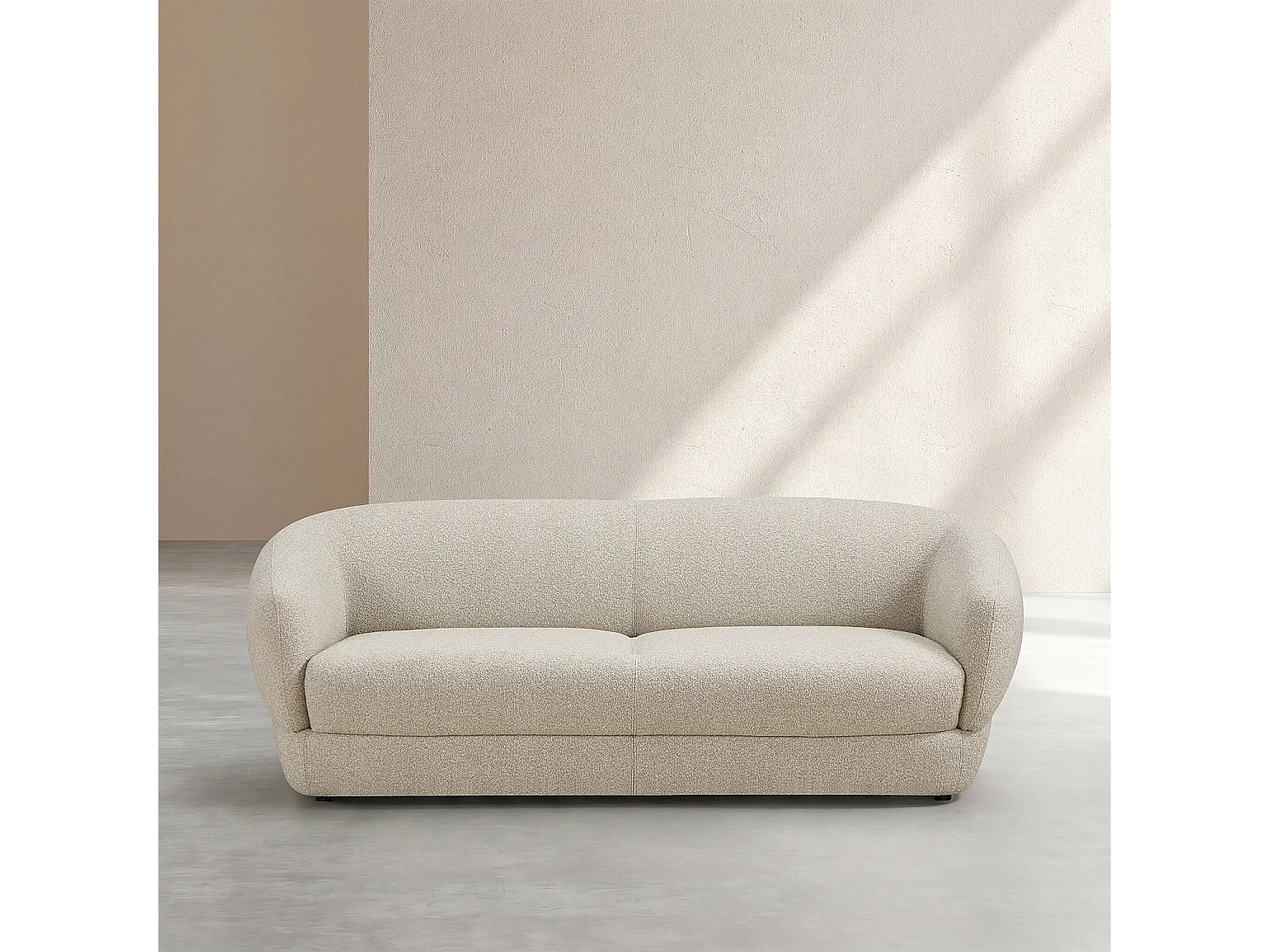 Habitat - Canapé 2 places en tissu bouclette courte - Beige - Teglio