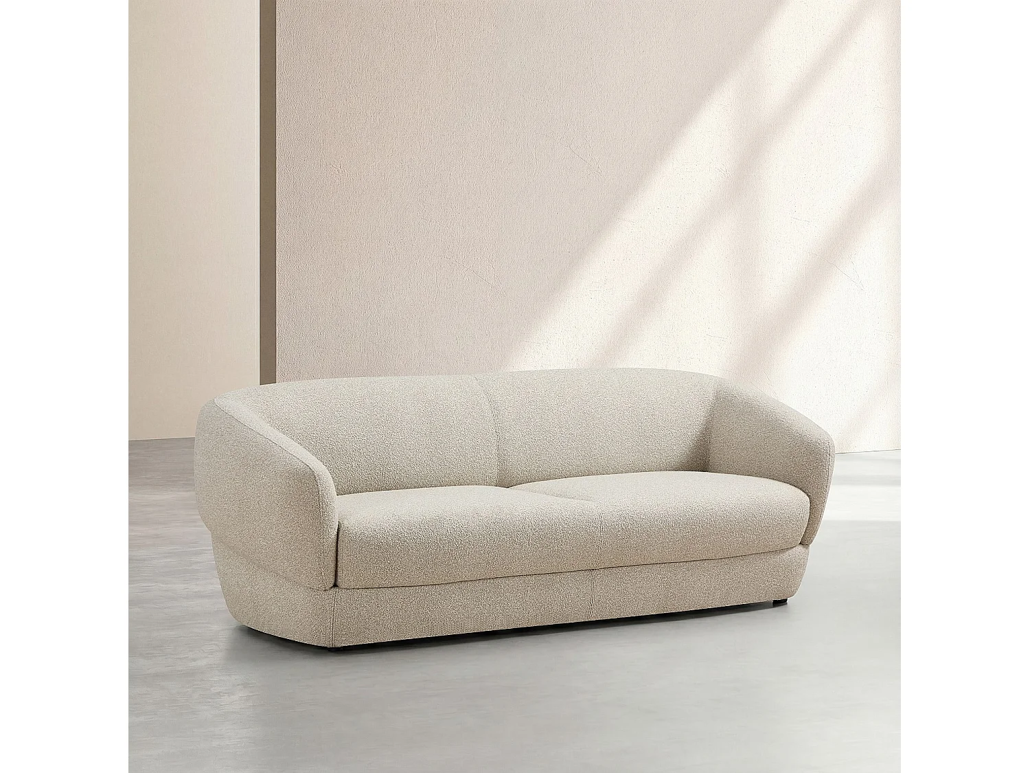 Habitat - Canapé 2 places en tissu bouclette courte - Beige - Teglio