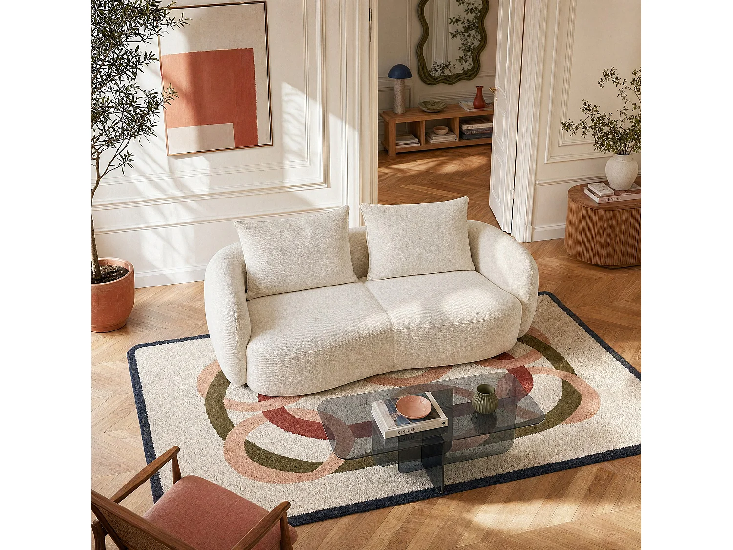 Habitat - Canapé 2 places en tissu garni de plumes - Beige - Capri