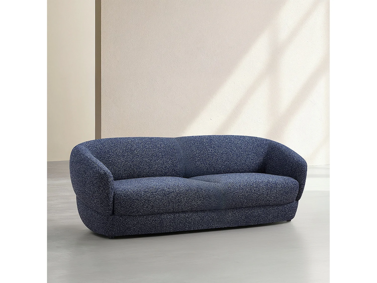 Habitat - Canapé 2 places en tissu bouclette courte - Bleu nuit - Teglio