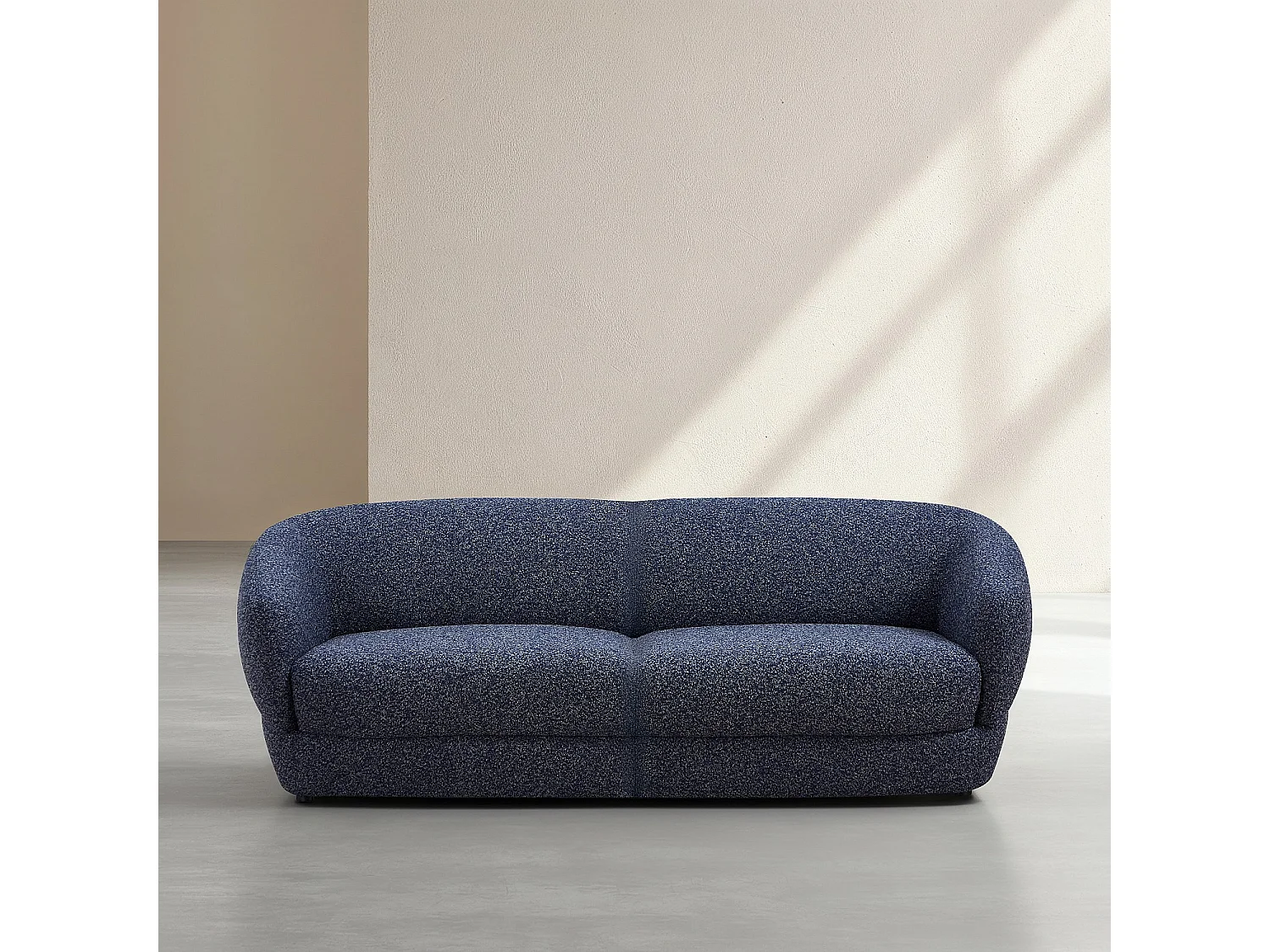 Habitat - Canapé 2 places en tissu bouclette courte - Bleu nuit - Teglio