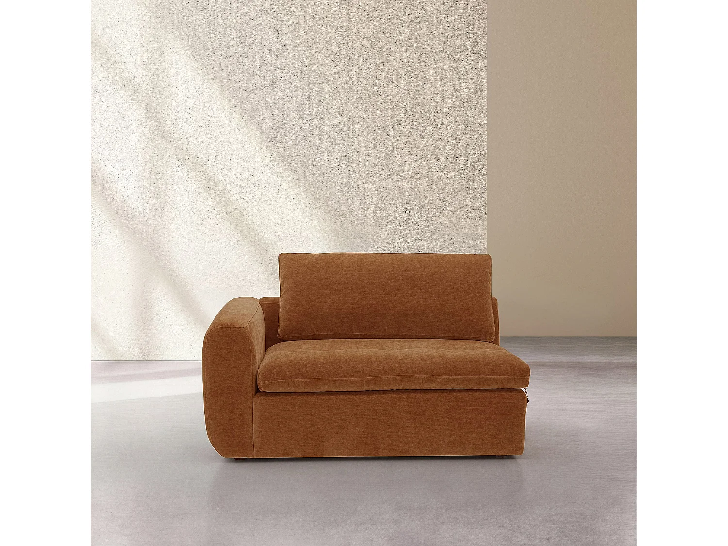 Habitat - Module d'angle gauche 2 places  en tissu - Marron noisette - Ameria