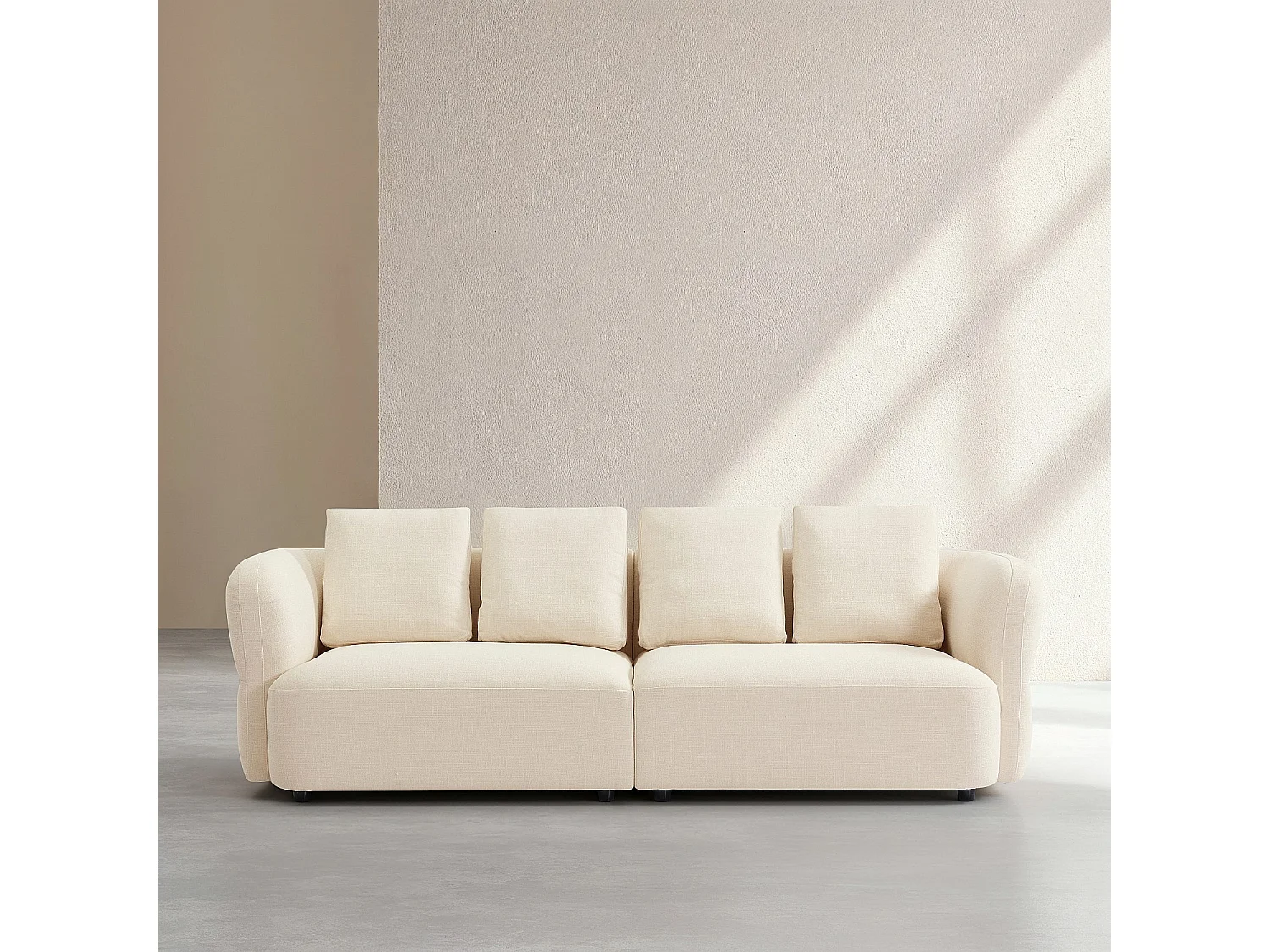 Habitat - Canapé 4 places en tissu texturé - Crème - Masio