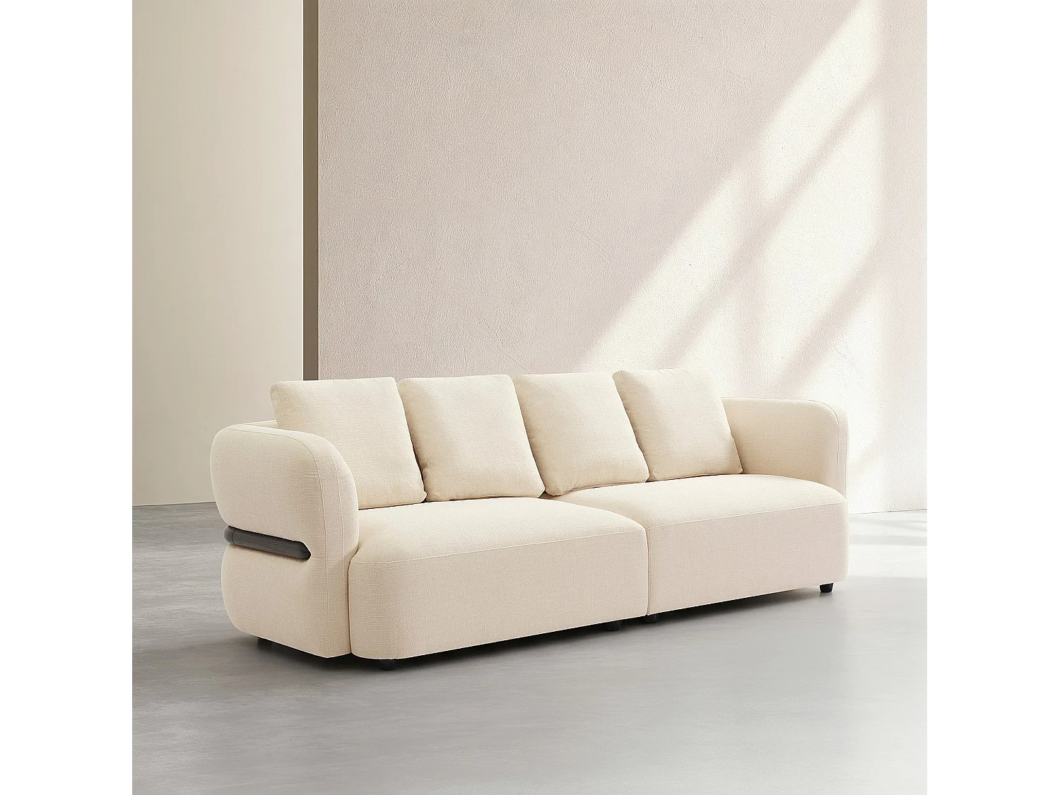 Habitat - Canapé 4 places en tissu texturé - Crème - Masio