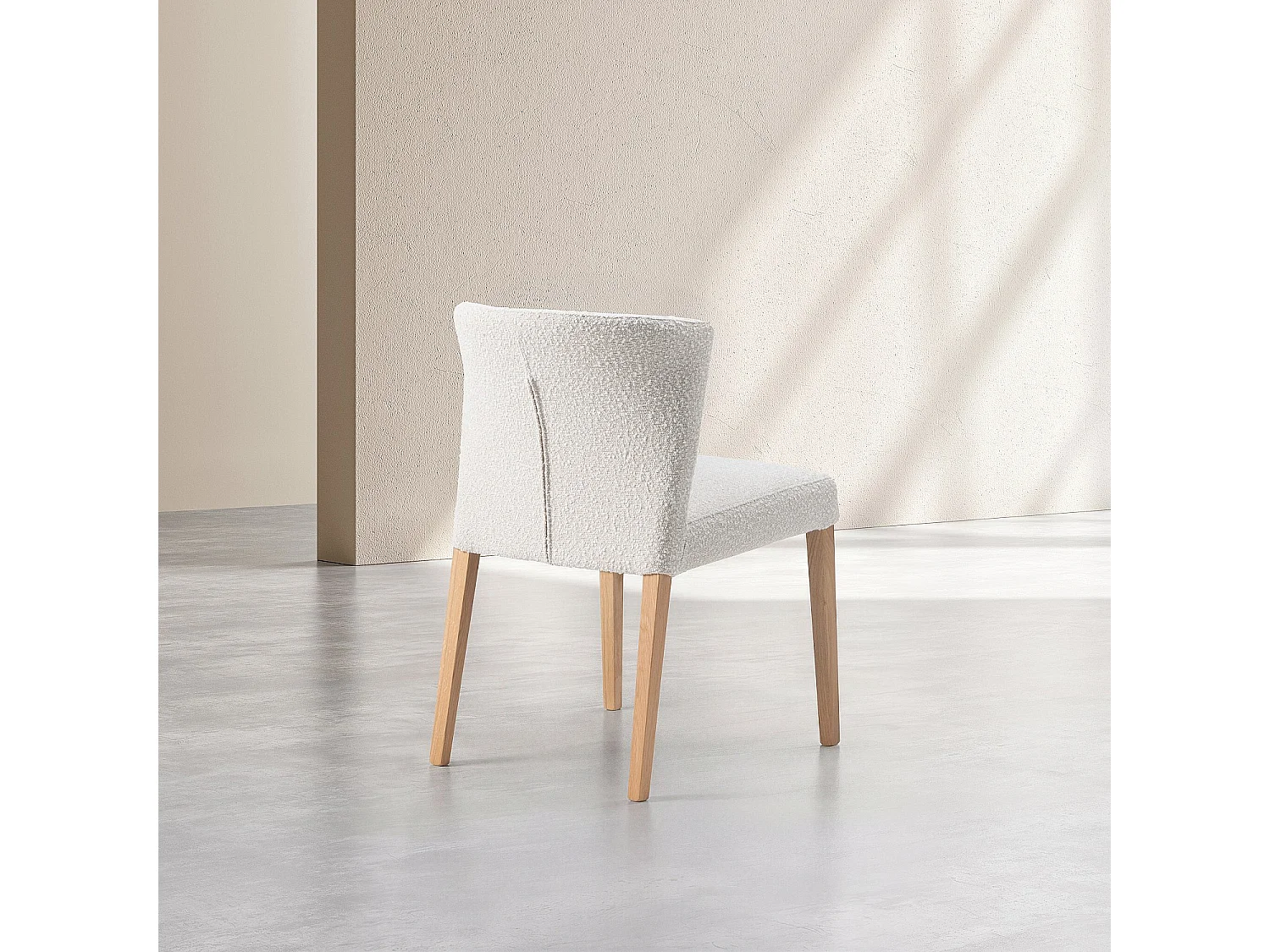 Habitat - Lot de 2 chaises en tissu bouclette et chêne massif - Crème - Valentina