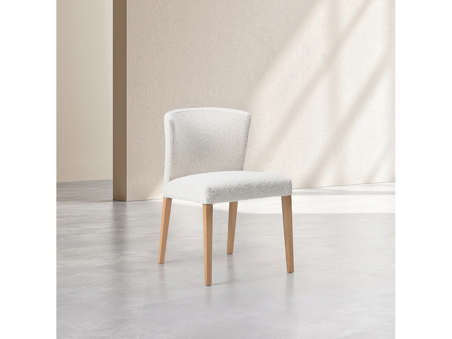 Habitat - Lot de 2 chaises en tissu bouclette et chêne massif - Crème - Valentina