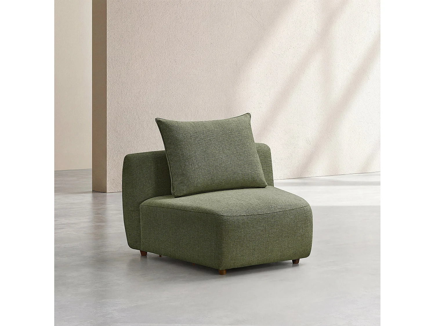Habitat - Chauffeuse en tissu garnie de plumes - Vert kaki - Capri