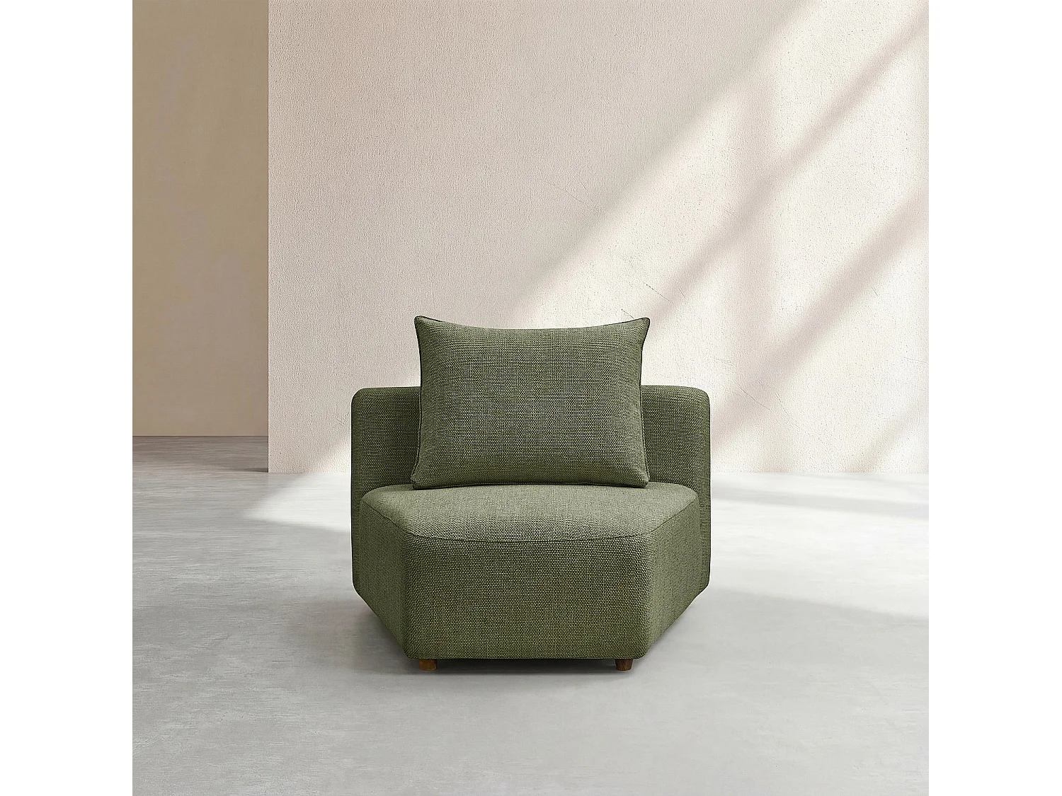 Habitat - Chauffeuse en tissu garnie de plumes - Vert kaki - Capri