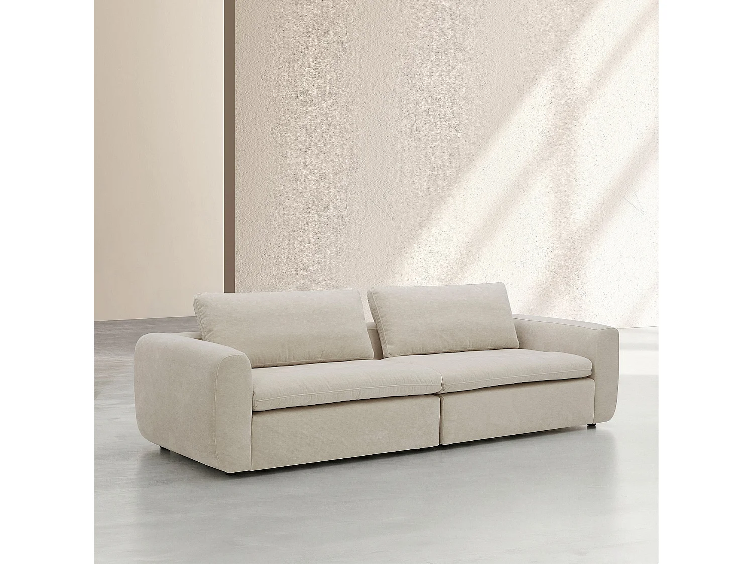 Habitat - Canapé 4 places modulable en tissu - Beige meringue - Ameria
