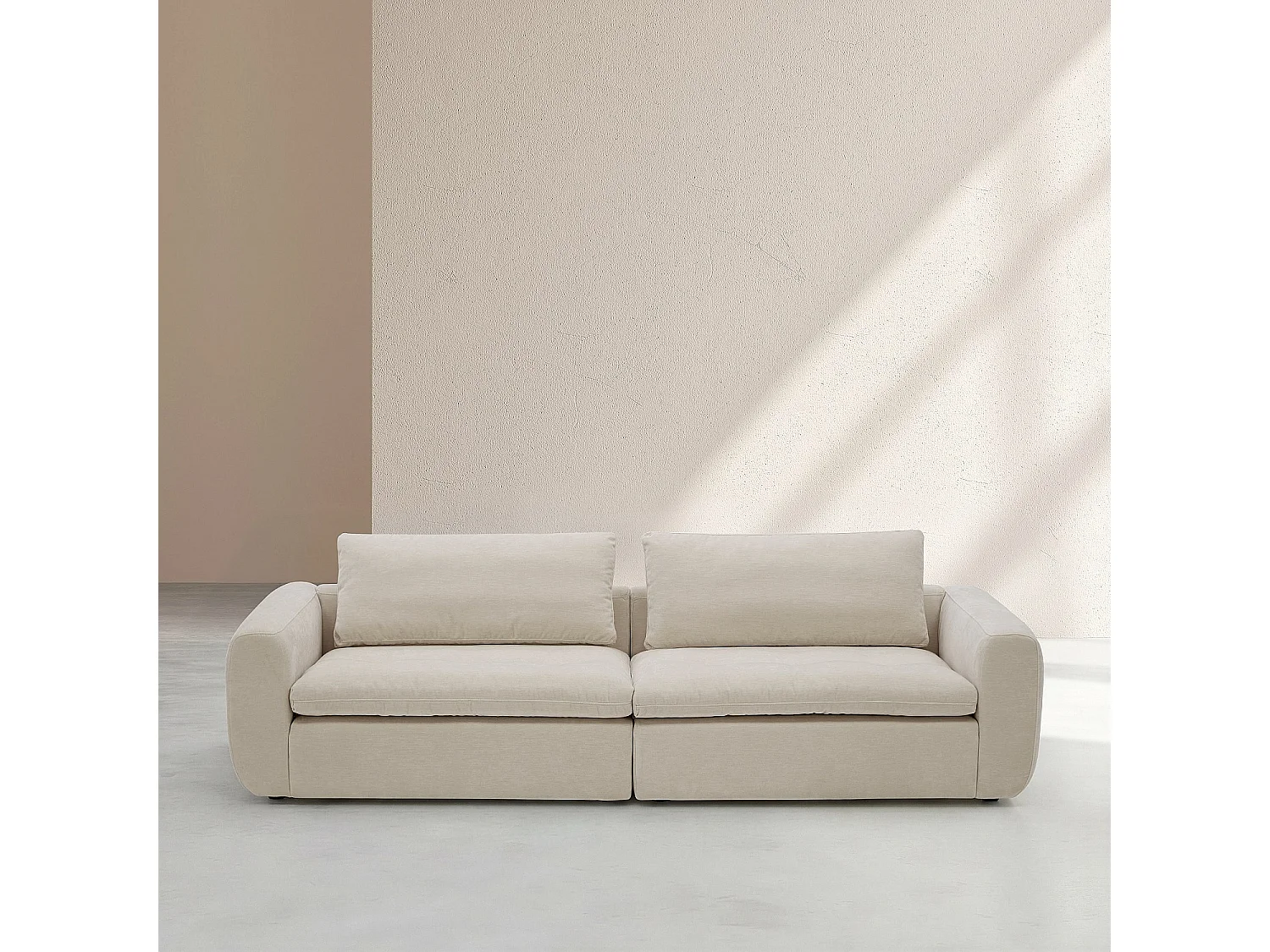 Habitat - Canapé 4 places modulable en tissu - Beige meringue - Ameria