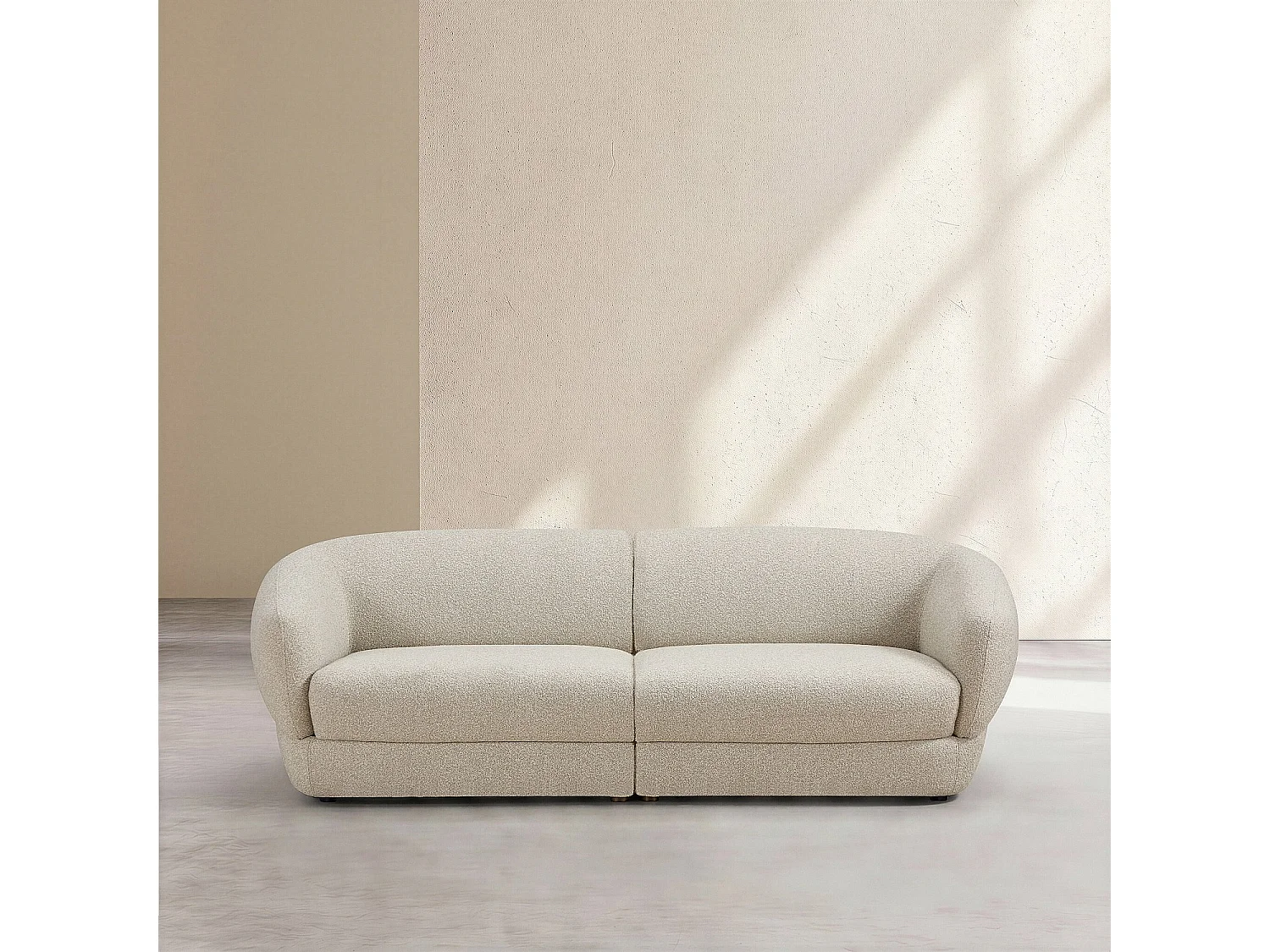 Habitat - Canapé 3 places en tissu bouclette courte - Beige - Teglio