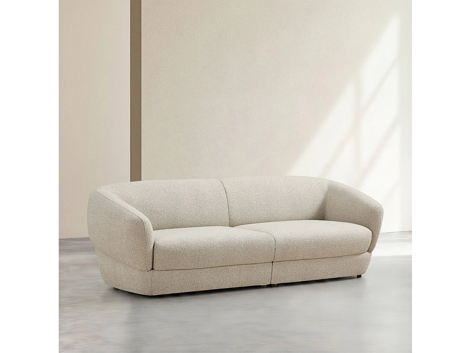 Habitat - Canapé 3 places en tissu bouclette courte - Beige - Teglio