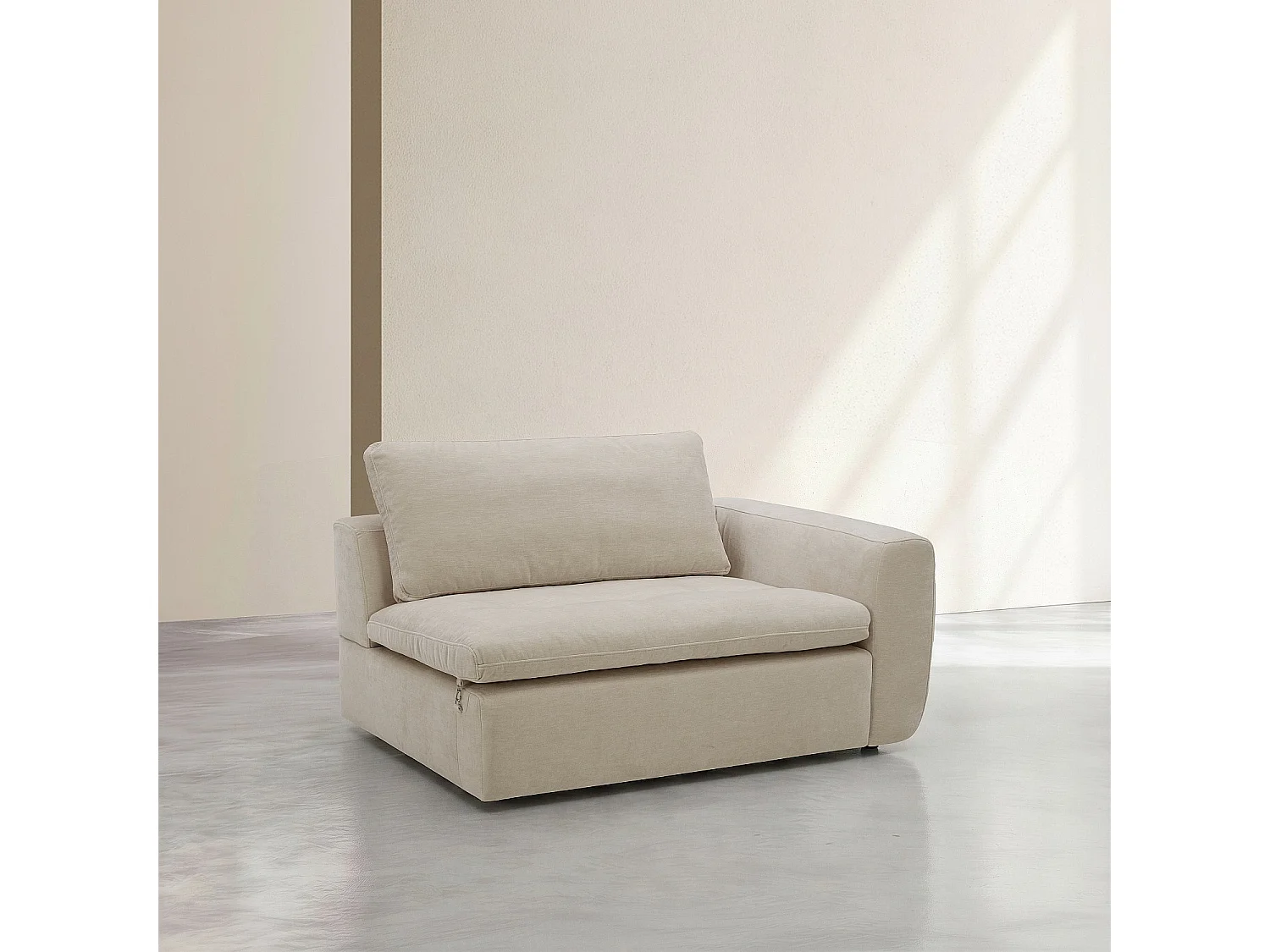 Habitat - Module d'angle droit 2 places en tissu - Beige meringue - Ameria