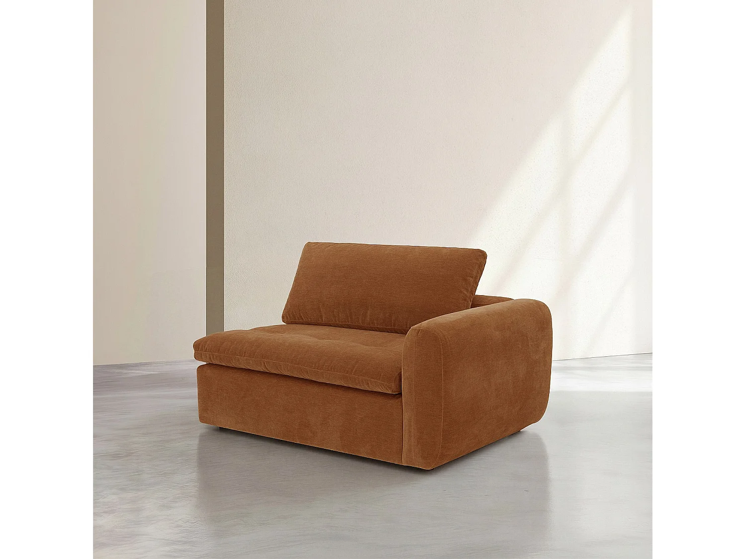Habitat - Module d'angle droit 2 places en tissu - Marron noisette - Ameria
