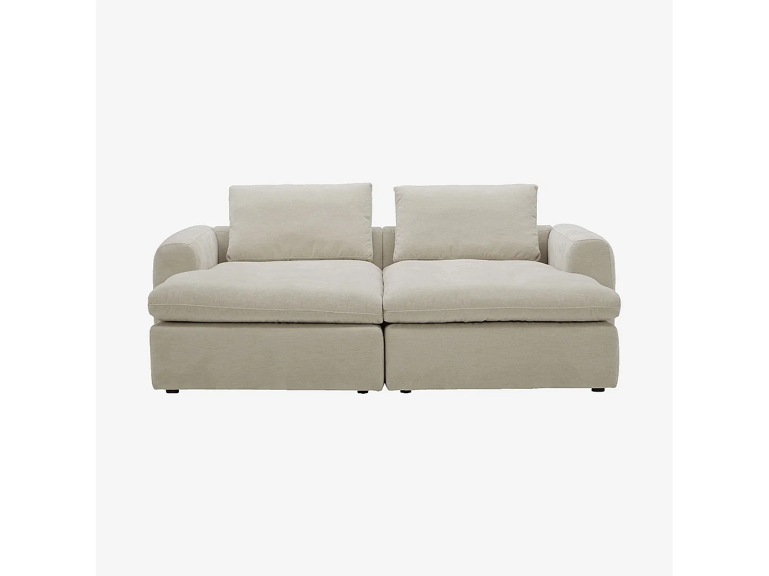 Habitat - Canapé 2 places modulable avec assise profonde en tissu - Beige meringue - Ameria