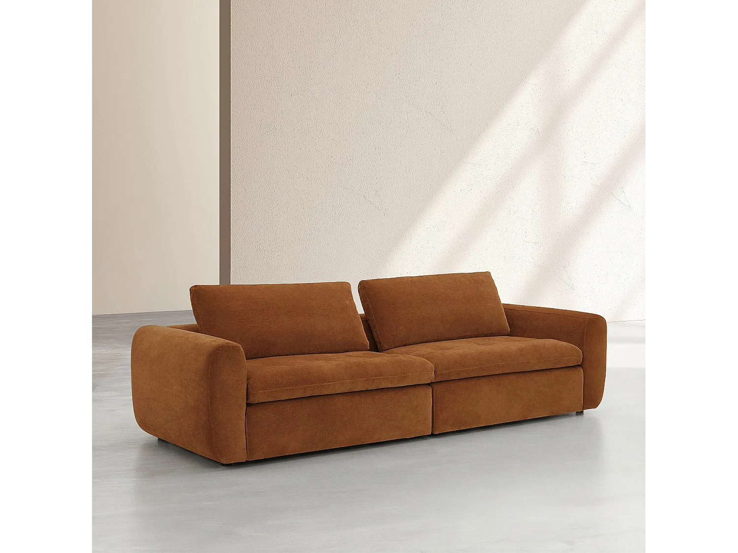 Habitat - Canapé 4 places modulable en tissu - Marron noisette - Ameria