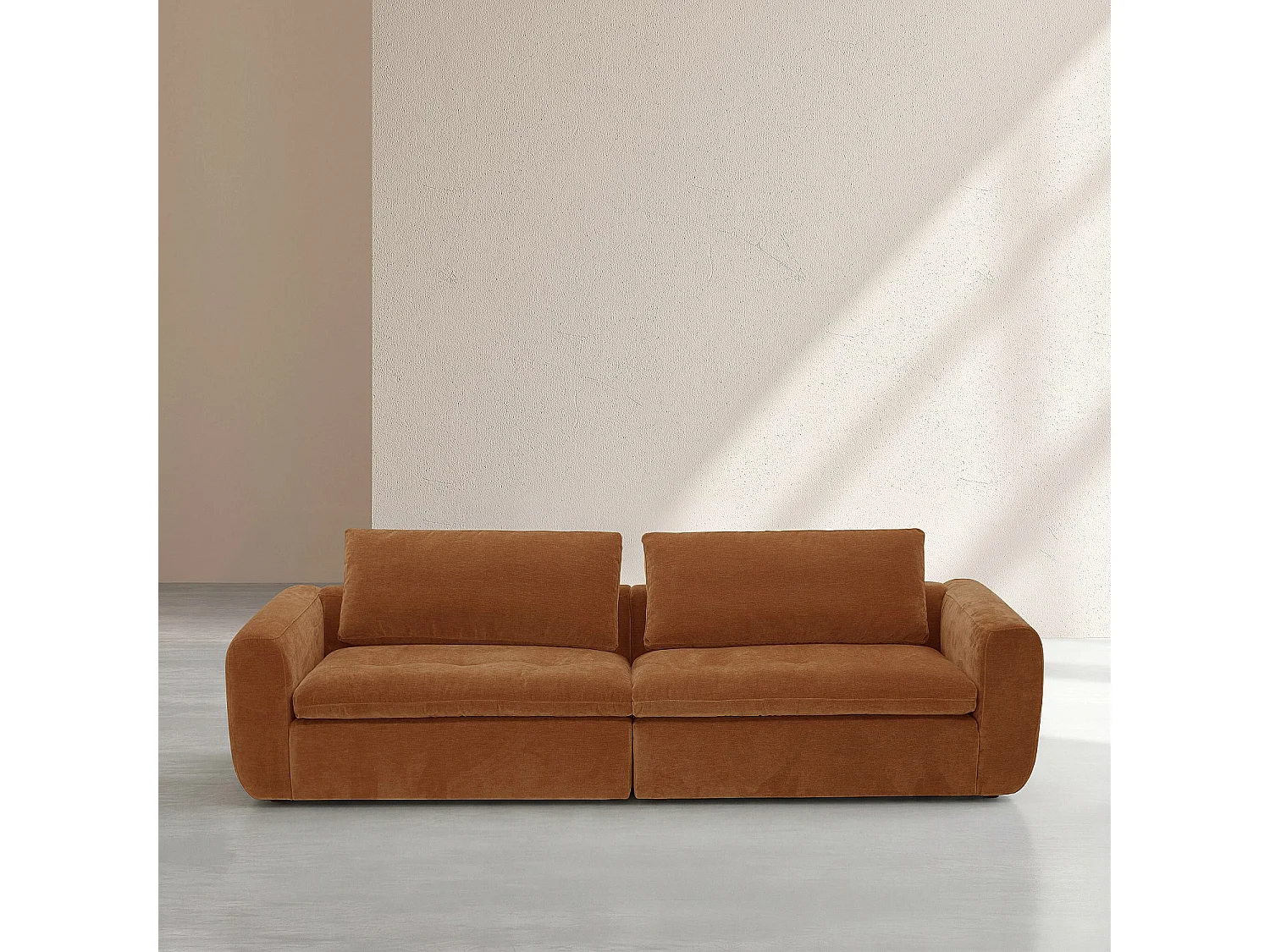 Habitat - Canapé 4 places modulable en tissu - Marron noisette - Ameria
