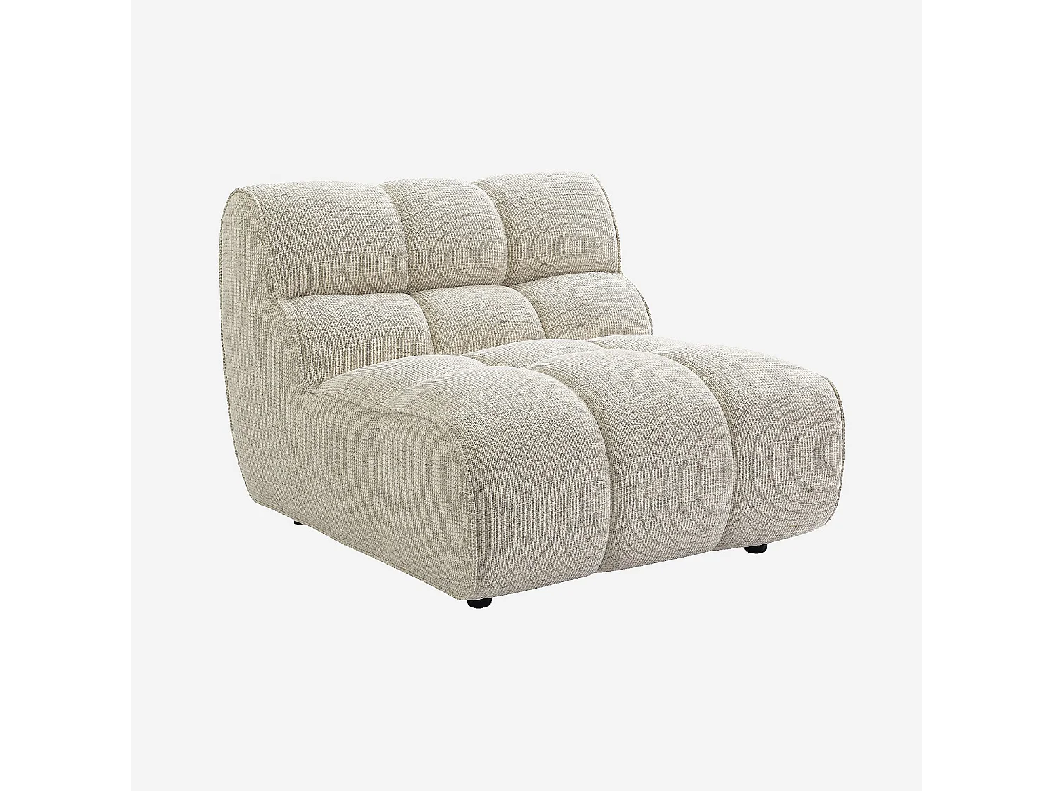 Habitat - Chauffeuse capitonnée en tissu texturé - Crème - Elaia