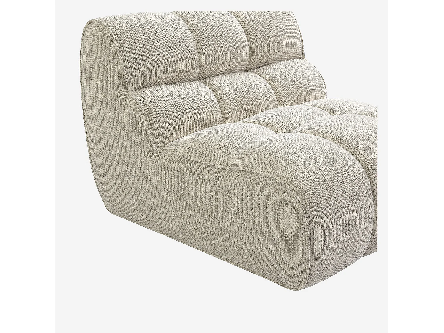 Habitat - Chauffeuse capitonnée en tissu texturé - Crème - Elaia