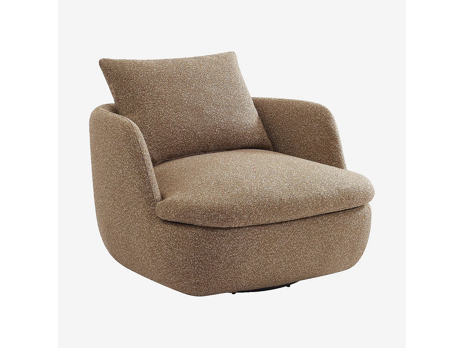 Habitat - Fauteuil pivotant en tissu bouclette garni de plumes - Moka - Monza