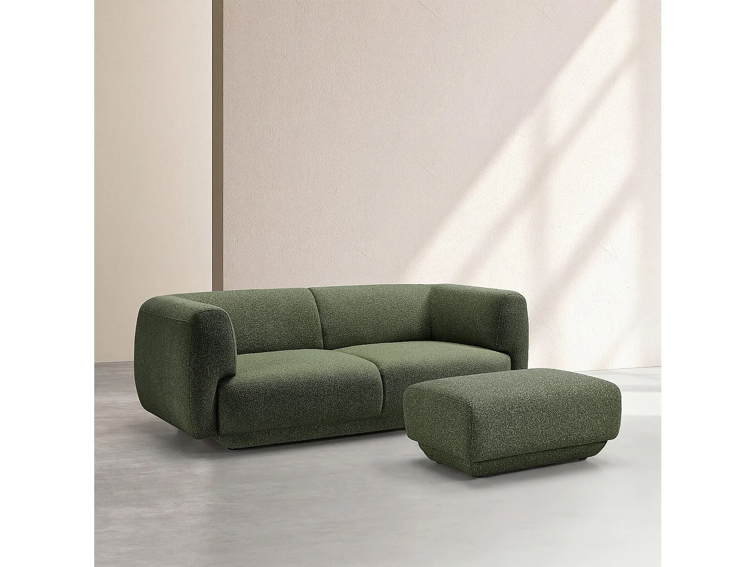Habitat - Repose-pieds en tissu texturé - Vert sapin - Design by Federica Francini - Austin