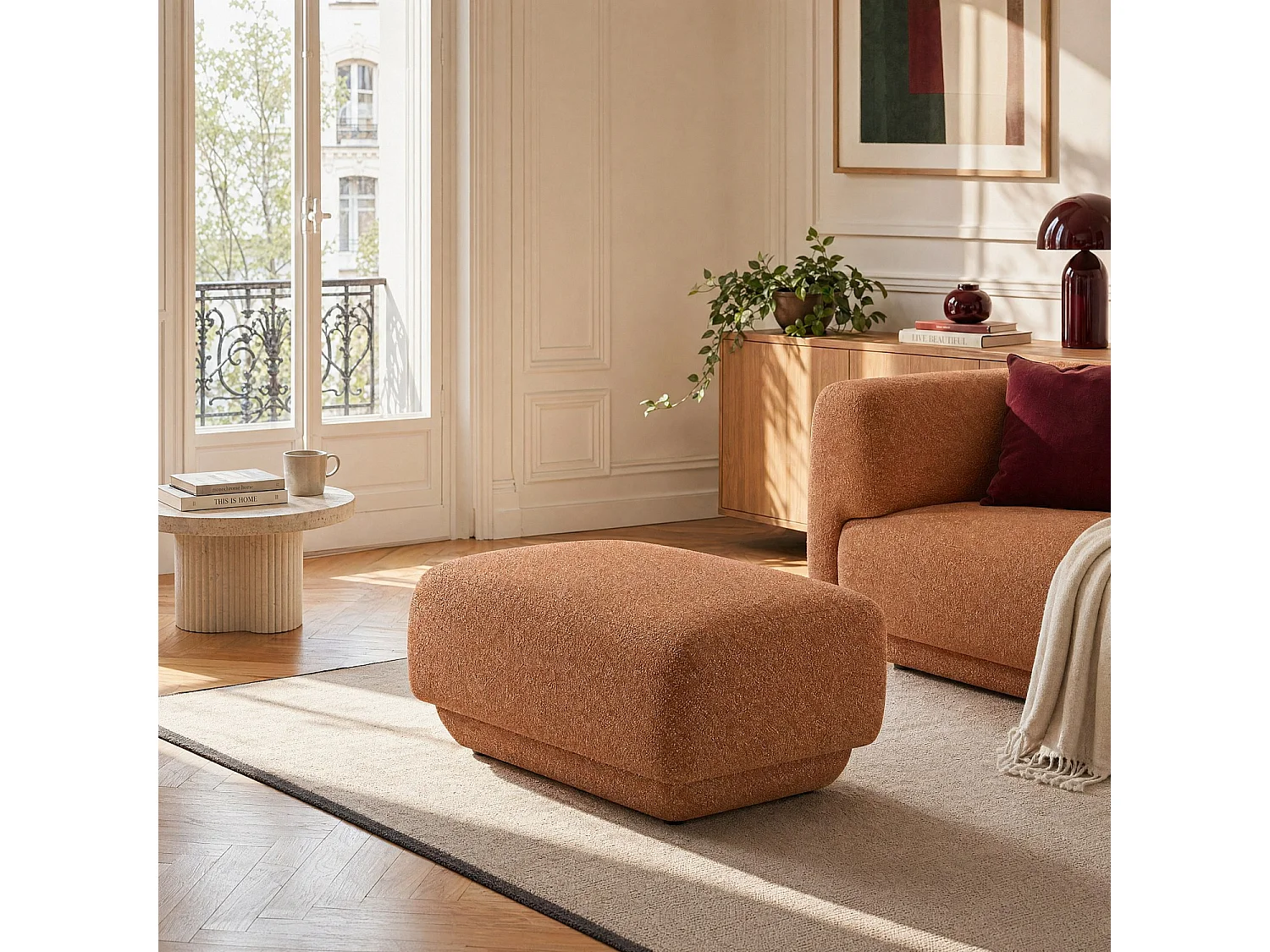 Habitat - Repose-pieds en tissu texturé - Terracotta - Design by Federica Francini - Austin