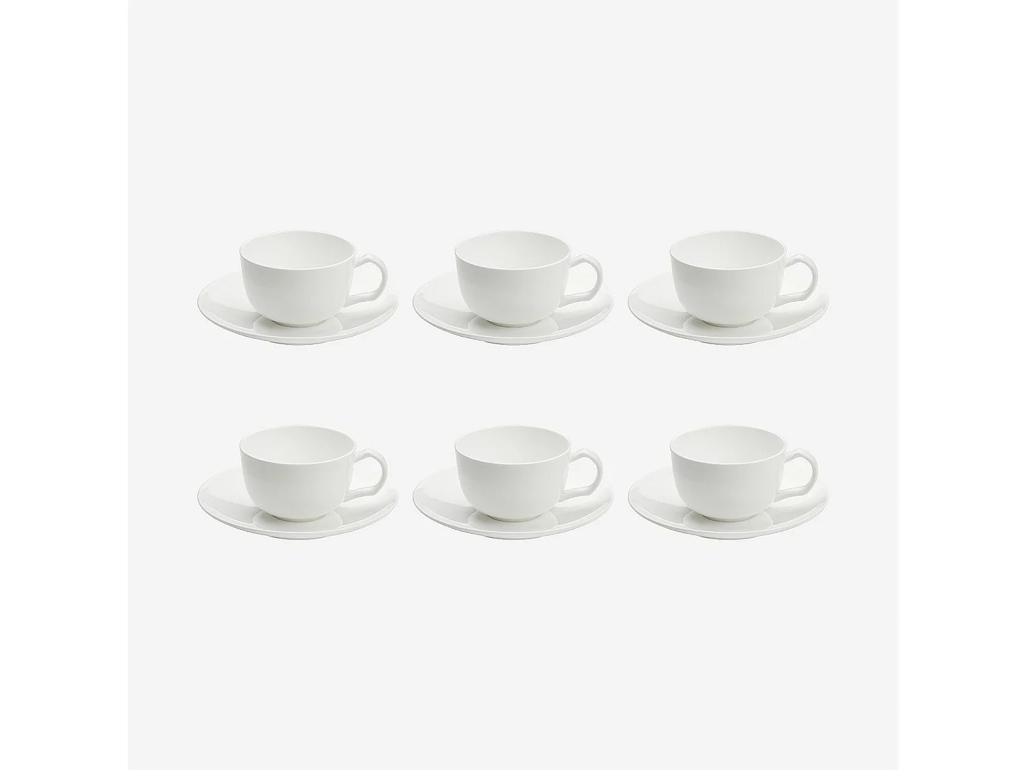 Habitat - Lot de 6 tasses à espresso avec soucoupes en porcelaine - 9,5 cl - Blanc - Taidu II