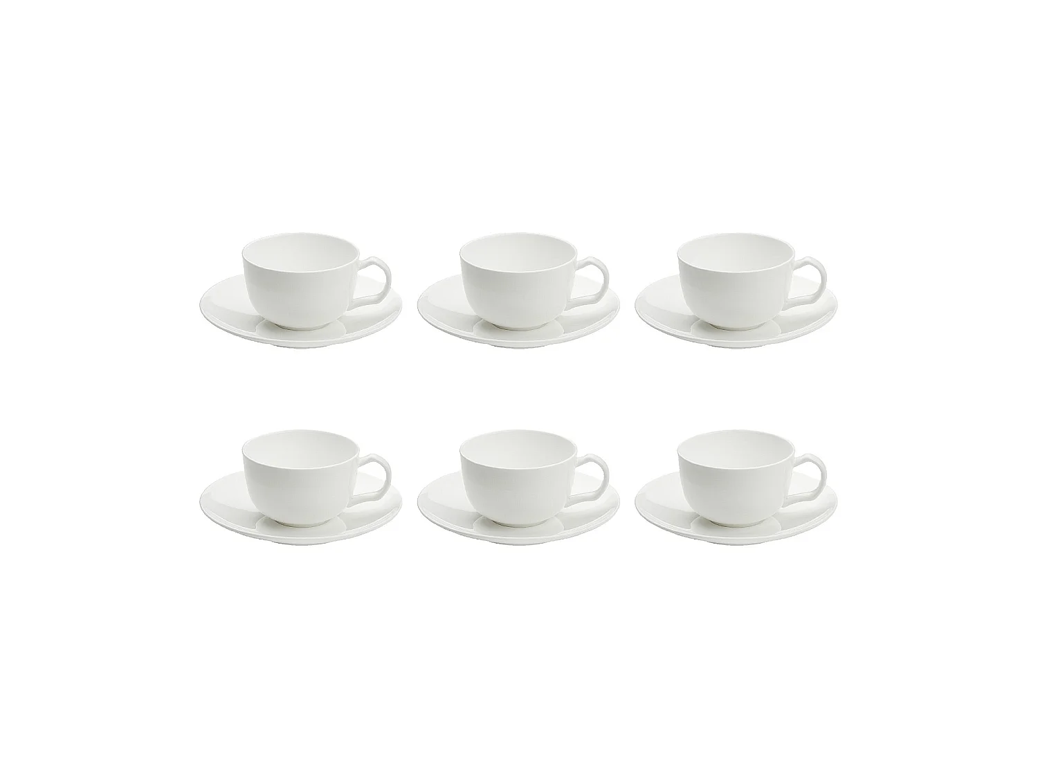 Habitat - Lot de 6 tasses à espresso avec soucoupes en porcelaine - 9,5 cl - Blanc - Taidu II