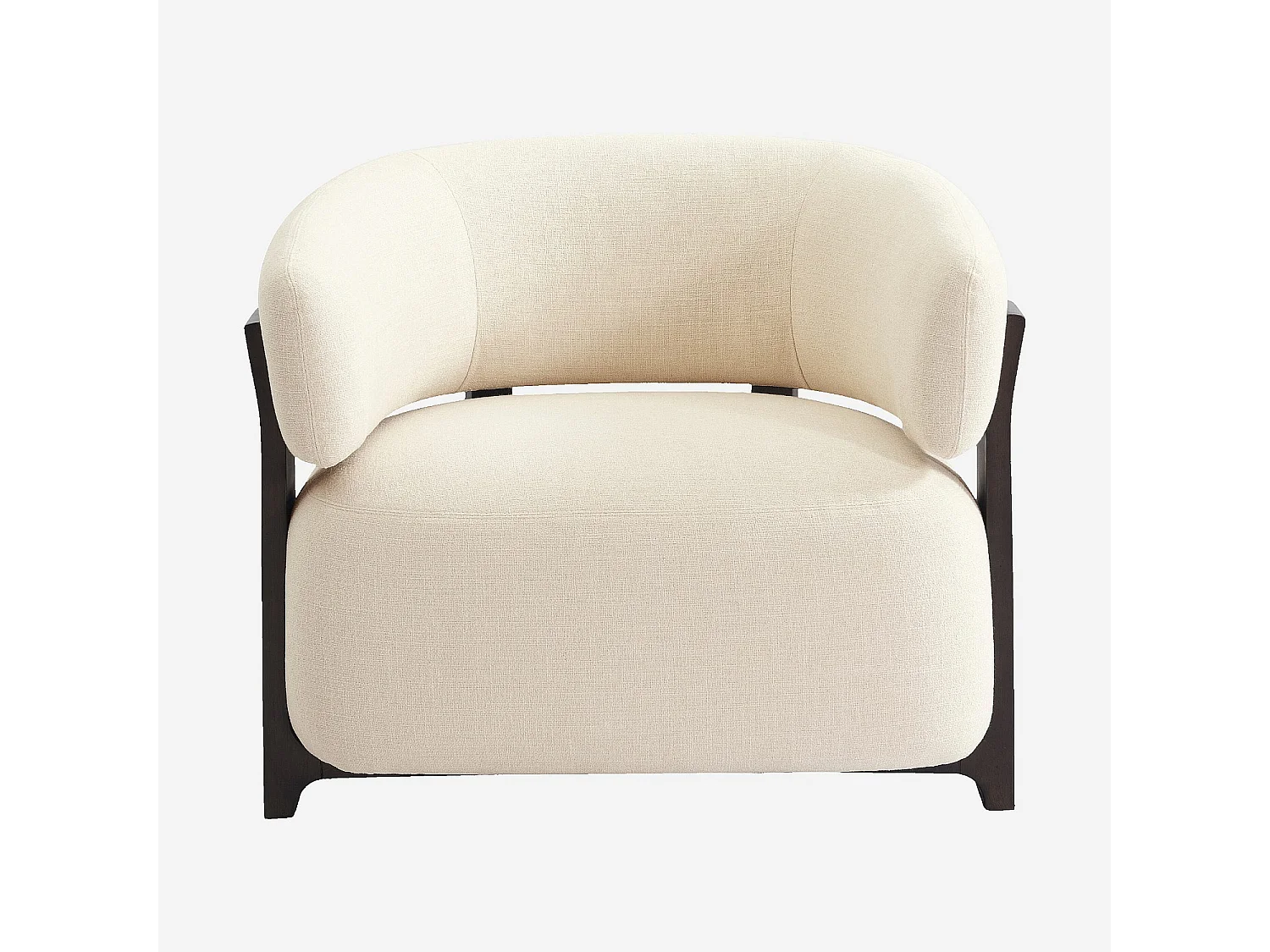 Habitat - Fauteuil en tissu texturé et bois massif finition noyer - Crème - Barrea