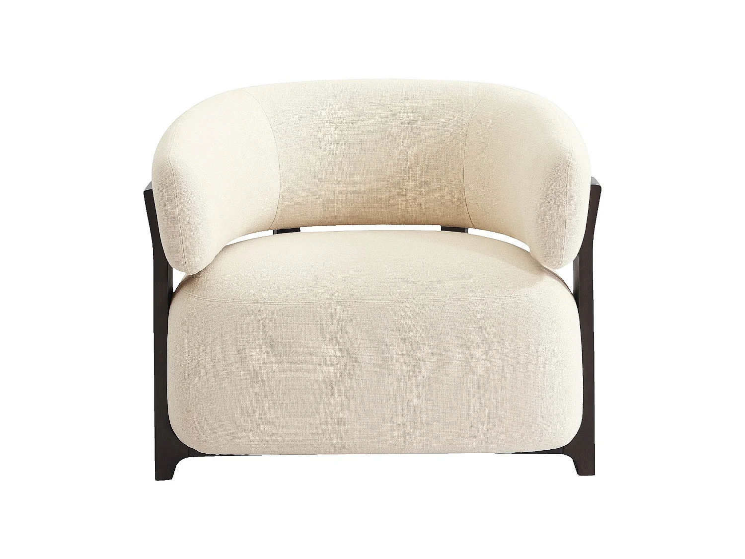Habitat - Fauteuil en tissu texturé et bois massif finition noyer - Crème - Barrea