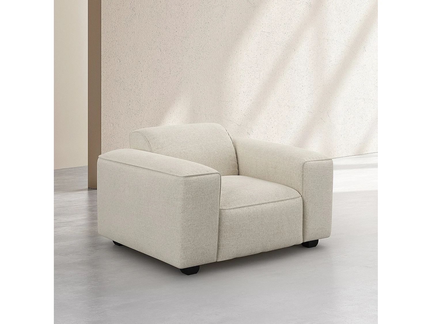 Habitat - Fauteuil en tissu chenille Nino - Crème - Posada II