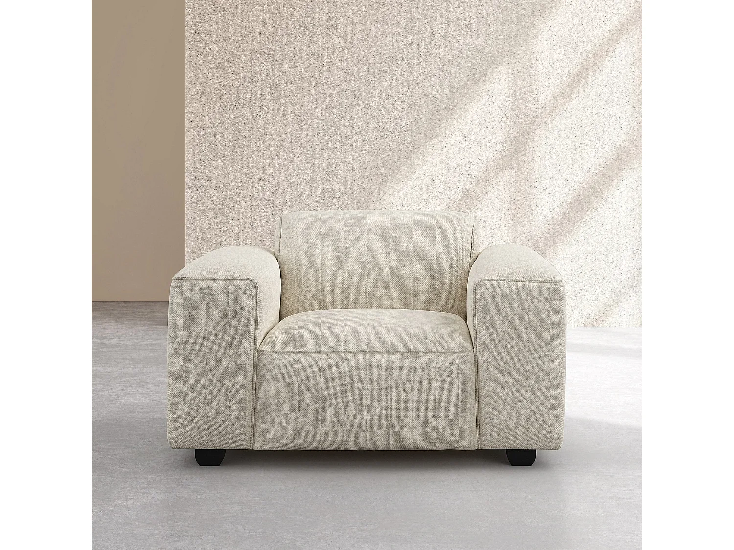 Habitat - Fauteuil en tissu chenille Nino - Crème - Posada II