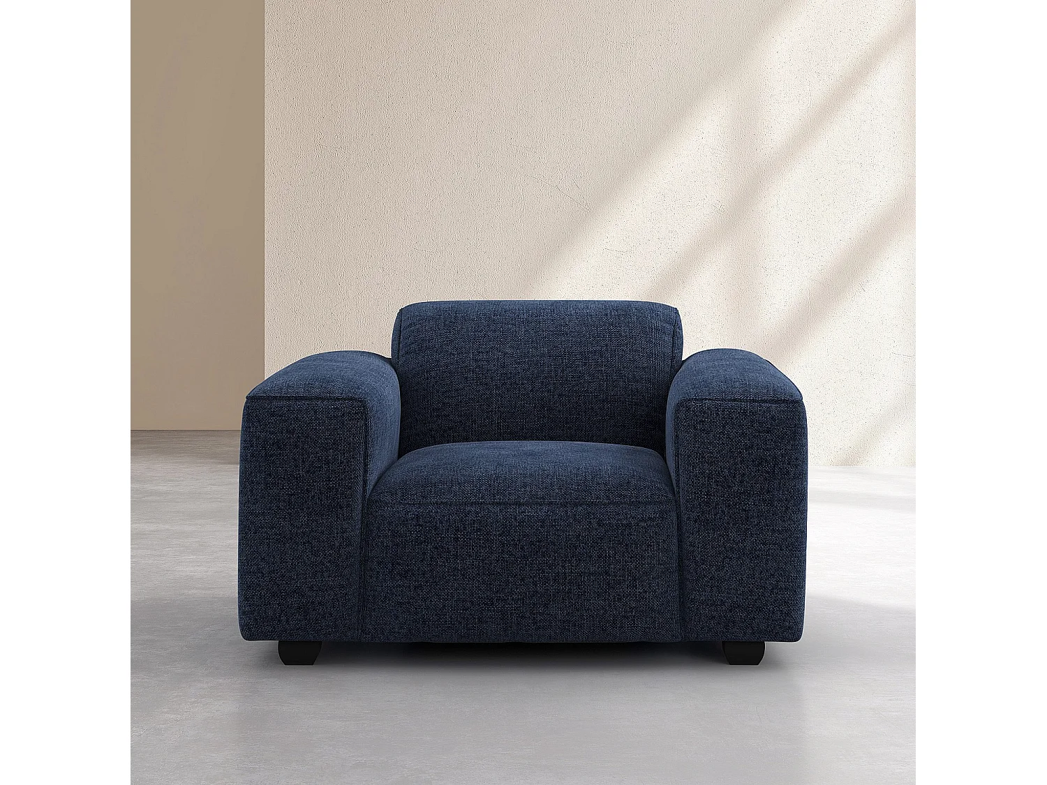 Habitat - Fauteuil en tissu chenille Nino - Bleu marine - Posada II
