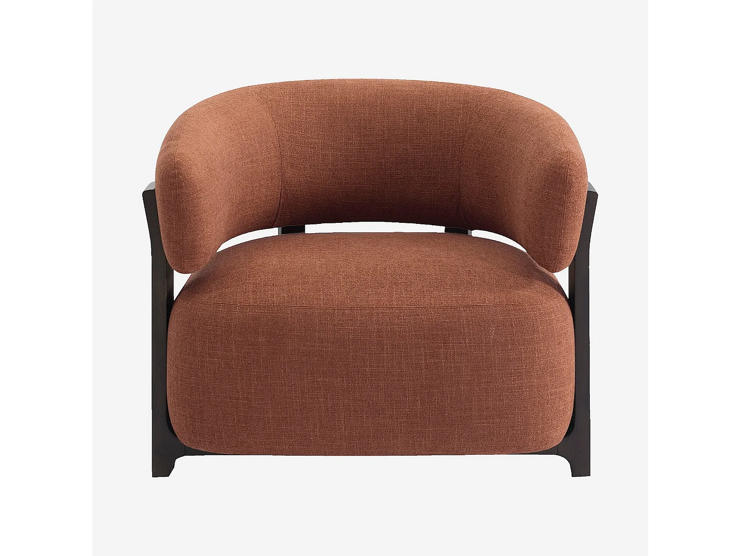Habitat - Fauteuil en tissu texturé et bois massif finition noyer - Terracotta - Barrea