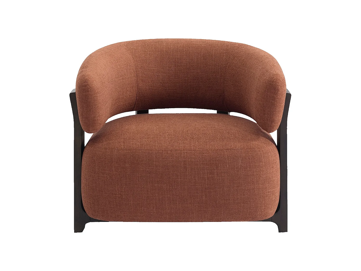 Habitat - Fauteuil en tissu texturé et bois massif finition noyer - Terracotta - Barrea