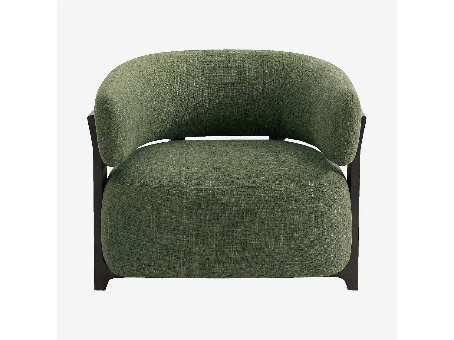 Habitat - Fauteuil en tissu texturé et bois massif finition noyer - Vert kaki - Barrea