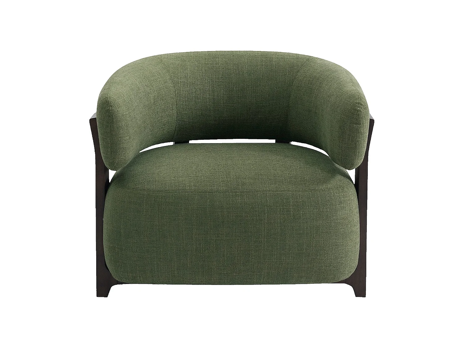 Habitat - Fauteuil en tissu texturé et bois massif finition noyer - Vert kaki - Barrea