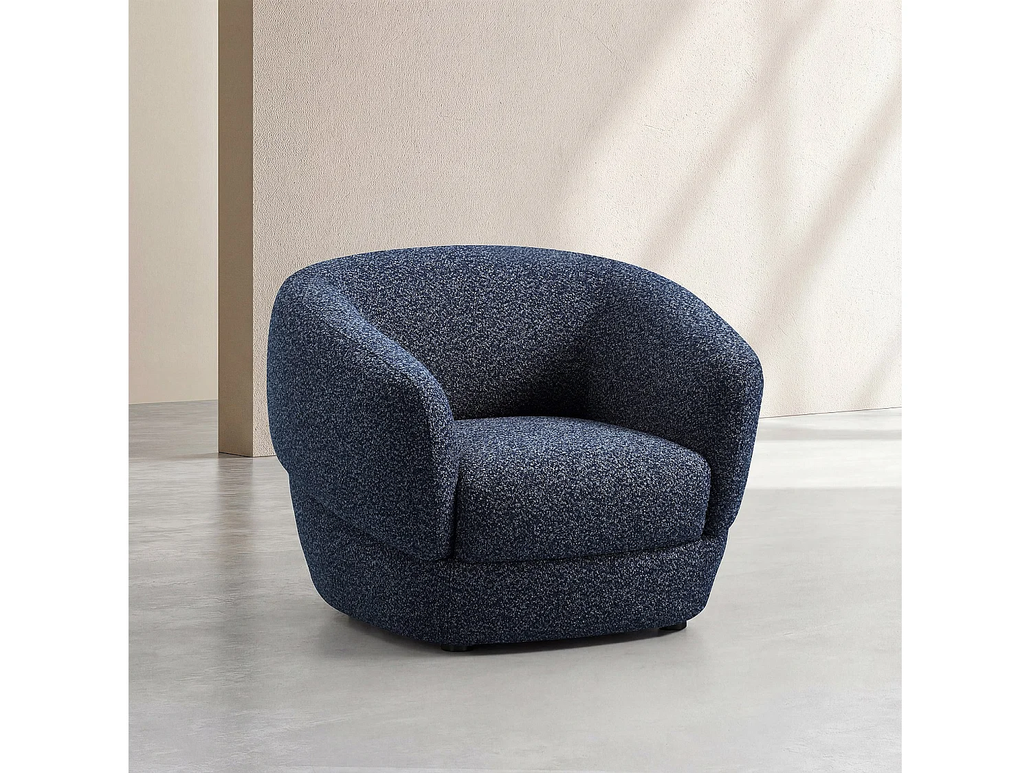 Habitat - Fauteuil en tissu bouclette courte - Bleu nuit - Teglio
