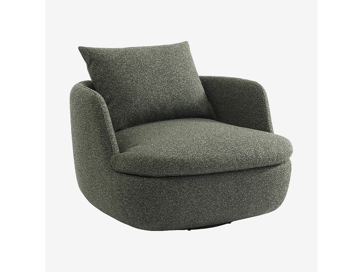 Habitat - Fauteuil pivotant en tissu bouclette garni de plumes - Vert kaki - Monza
