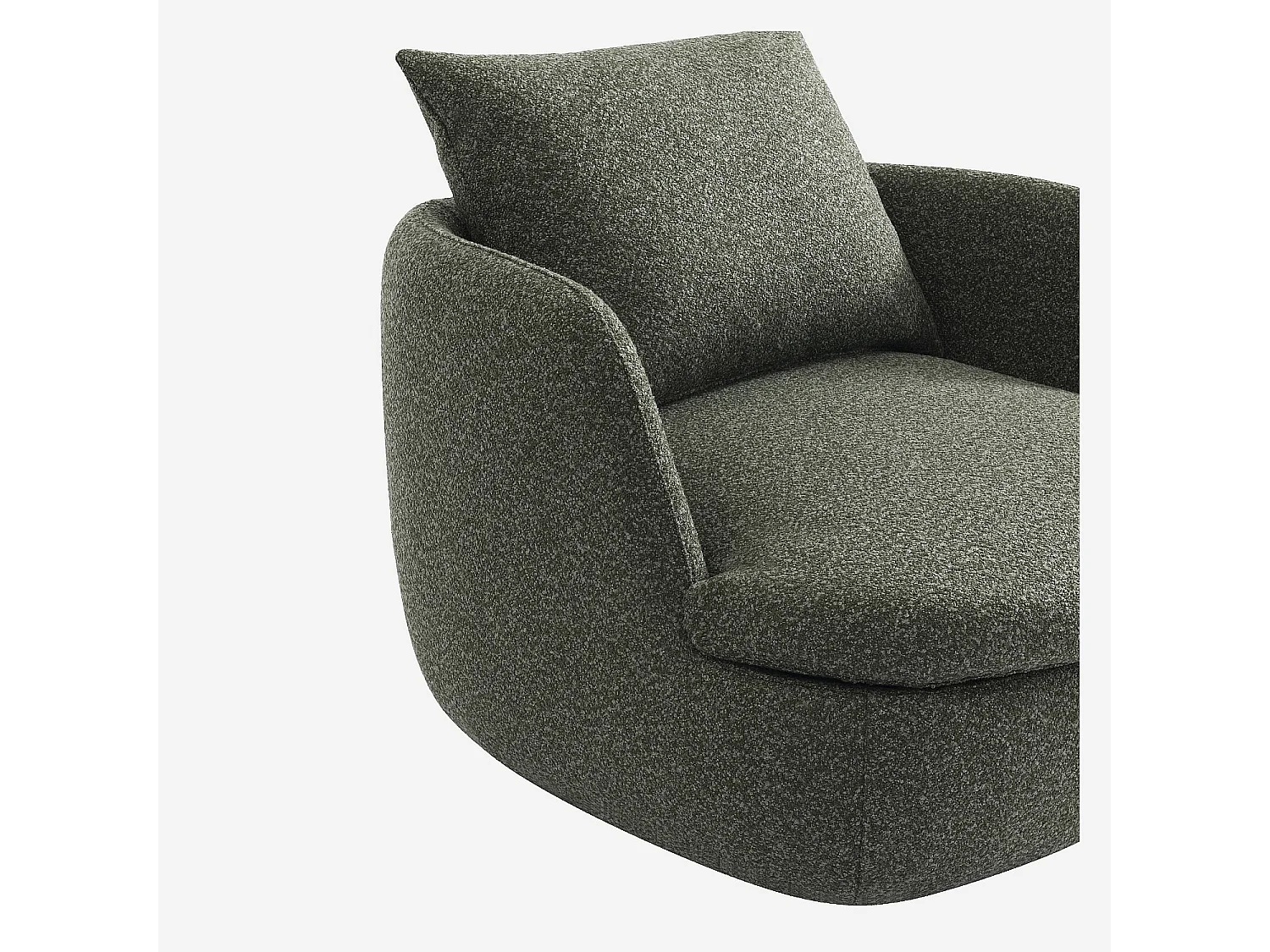 Habitat - Fauteuil pivotant en tissu bouclette garni de plumes - Vert kaki - Monza