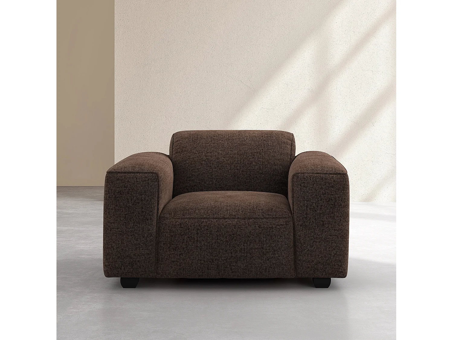 Habitat - Fauteuil en tissu chenille Nino - Chocolat - Posada II