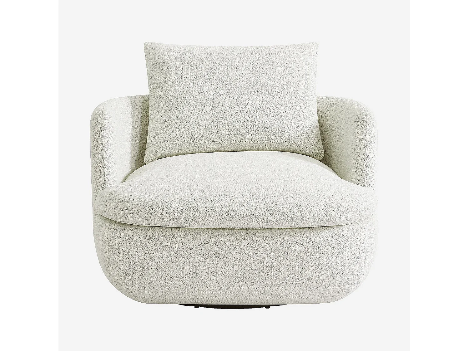 Habitat - Fauteuil pivotant en tissu bouclette garni de plumes - Ivoire - Monza